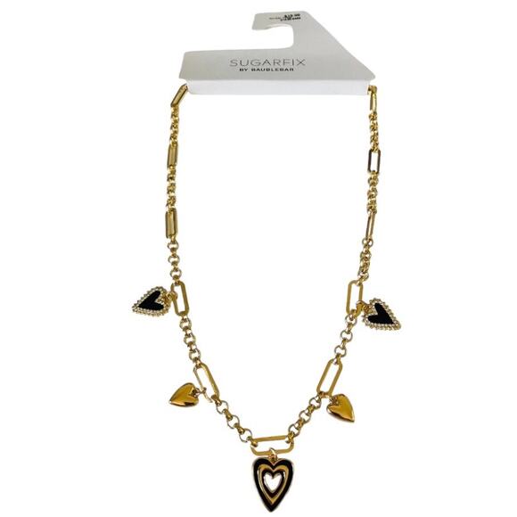 NEW Sugarfix by BaubleBar Gold Black Heart Necklace - Picture 2 of 3